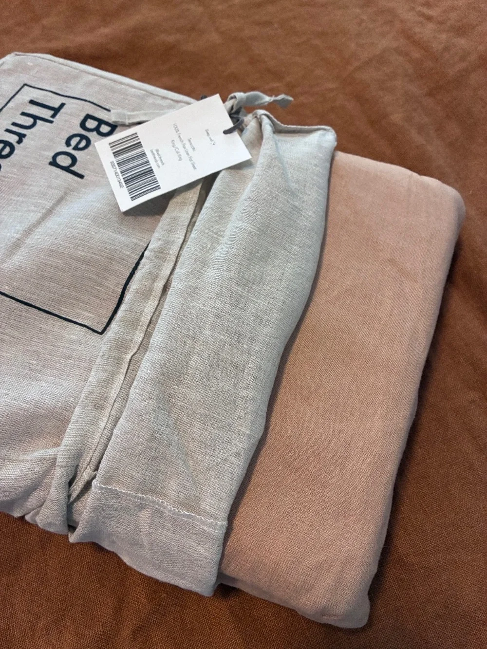 Bed Threads 100% Flax Linen KING / CALI KING Terracotta FLAT Sheet & Pillowcases